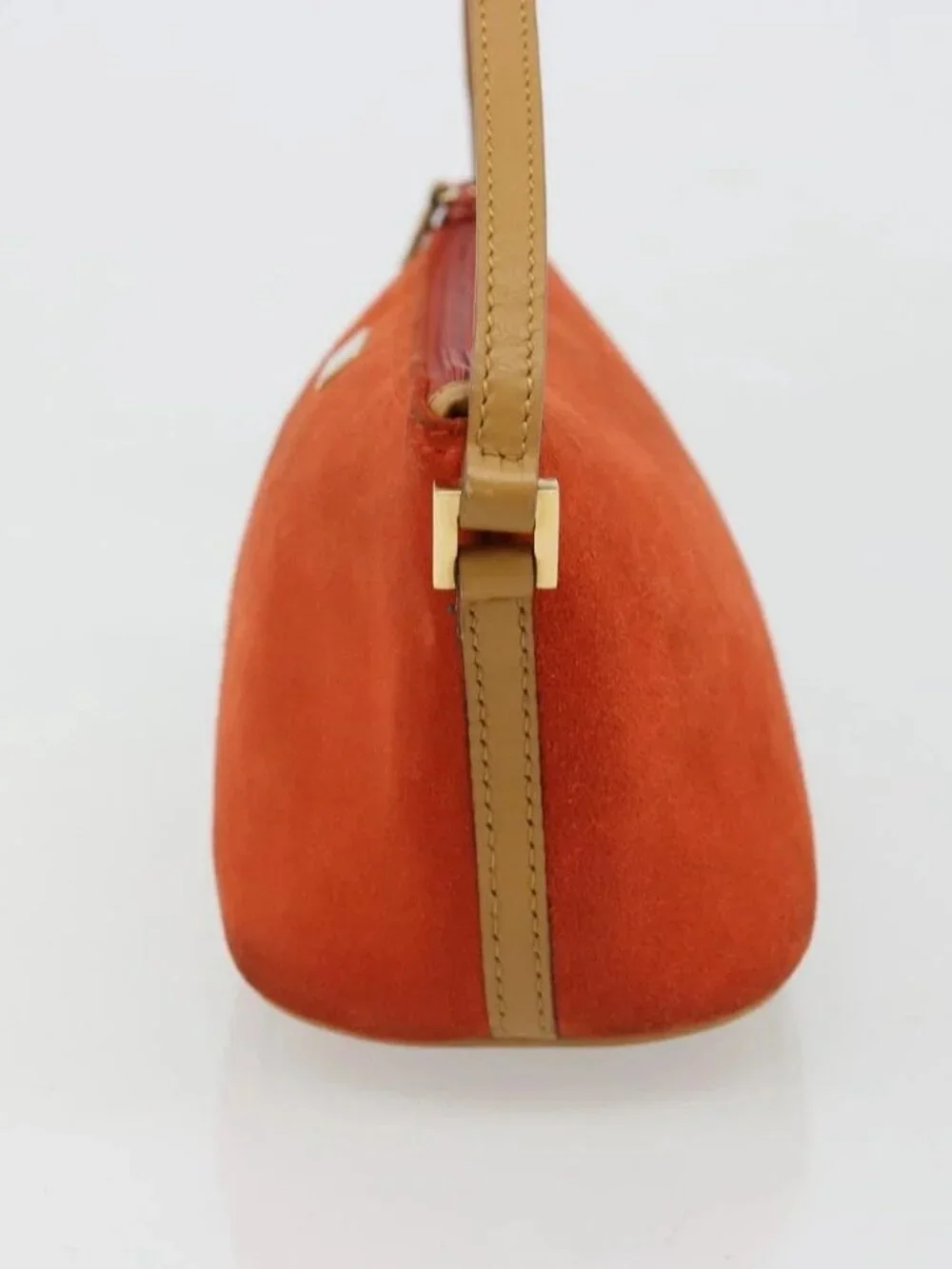 GUCCI Hand Bag Suede Orange Gold 039 1103 Auth BA13451